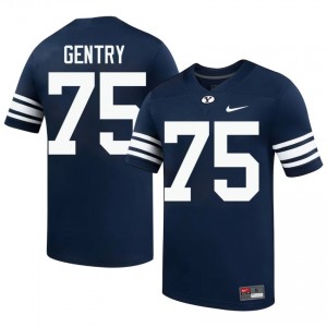 Official #75 Andrew Gentry Navy BYU Cougars Men College Football Pro-Grade Embroidered Jersey 86493479