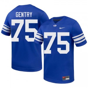 BYU Cougars Men Andrew Gentry #75 Royal Football Player Premium Embroidered Jersey 66921795
