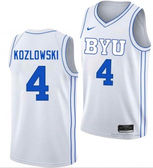 BYU Cougars Men Brody Kozlowski #4 White Basketball Player Premium Embroidered Jersey 41342767