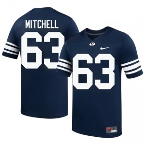 Official #63 Bruce Mitchell Navy BYU Men College Football Pro-Grade Embroidered Jersey 54133549