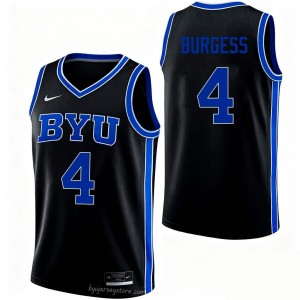 Chamberlain Burgess #4 BYU College Men Black Basketball Stitched Authentic Jersey 16748253