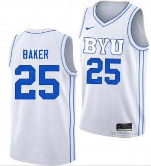BYU Cougars Men Dawson Baker #25 White Basketball NCAA Premium Embroidered Jersey 44113023