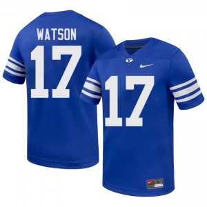 BYU Cougars Men Enoch Watson #17 Royal Football Player Premium Embroidered Jersey 77433002