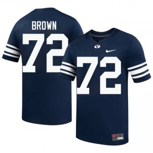 Official #72 Joe Brown Navy BYU Men Player Football Pro-Grade Embroidered Jersey 75708993