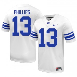 Jojo Phillips #13 BYU Cougars High School Men White Football Stitched Authentic Jersey 86685571