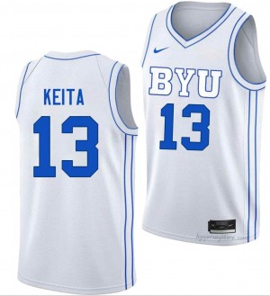 BYU Cougars Men Keba Keita #13 White Basketball College Premium Embroidered Jersey 16653156