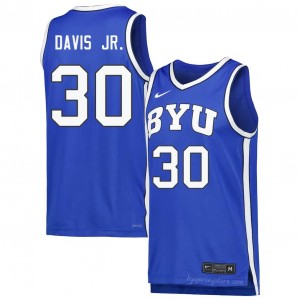 Official #30 Kennard Davis Jr. Royal Cougars Men High School Basketball Pro-Grade Embroidered Jersey 19724452