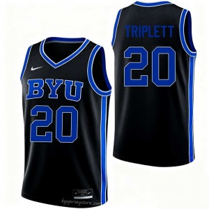 Max Triplett #20 BYU NCAA Men Black Basketball Stitched Authentic Jersey 27695105