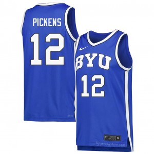 Official #12 Nate Pickens Royal Cougars Men College Basketball Pro-Grade Embroidered Jersey 58637105