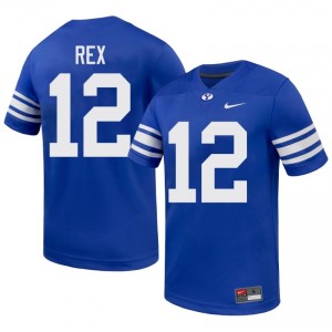 BYU Cougars Men Preston Rex #12 Royal Football High School Premium Embroidered Jersey 70241566