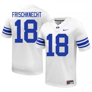 Reggie Frischknecht #18 BYU High School Men White Football Stitched Authentic Jersey 59490655