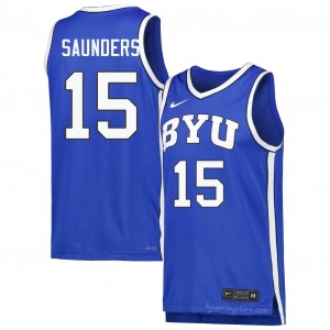 Official #15 Richie Saunders Royal Cougars Men NCAA Basketball Pro-Grade Embroidered Jersey 52661855