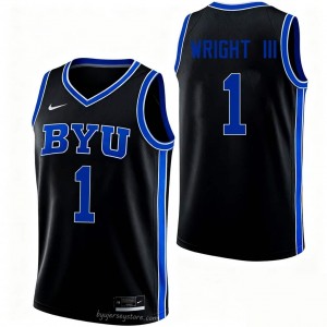 Robert Wright III #1 BYU NCAA Men Black Basketball Stitched Authentic Jersey 43987006