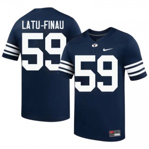 Official #59 Siosiua Latu-Finau Navy BYU Men High School Football Pro-Grade Embroidered Jersey 20180040