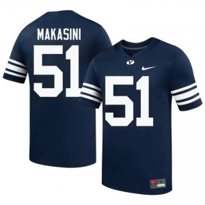 Official #51 Sonny Makasini Navy BYU Cougars Men College Football Pro-Grade Embroidered Jersey 35325101