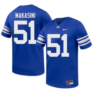 BYU Men Sonny Makasini #51 Royal Football Player Premium Embroidered Jersey 24569615