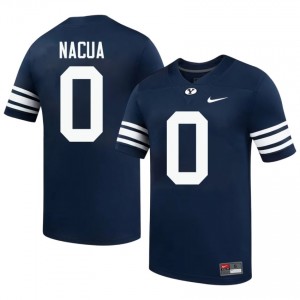 Official #0 Tei Nacua Navy BYU Men Player Football Pro-Grade Embroidered Jersey 10776547