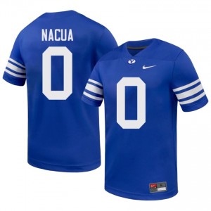 BYU Men Tei Nacua #0 Royal Football College Premium Embroidered Jersey 76874239