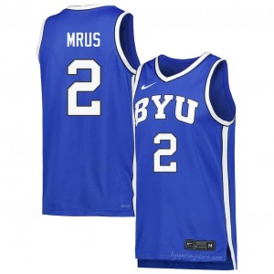Official #2 Tyler Mrus Royal Cougars Men College Basketball Pro-Grade Embroidered Jersey 70646245