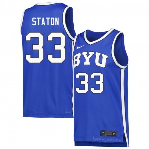 Official #33 Xavion Staton Royal Cougars Men NCAA Basketball Pro-Grade Embroidered Jersey 13031143