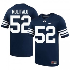Official #52 Bott Mulitalo Navy BYU Cougars Men Player Football Pro-Grade Embroidered Jersey 85042223