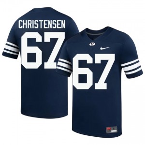 Official #67 Brady Christensen Navy Cougars Men High School Football Pro-Grade Embroidered Jersey 96911417