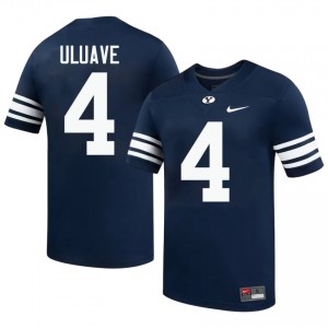 Official #4 Cade Uluave Navy BYU Cougars Men NCAA Football Pro-Grade Embroidered Jersey 21646797
