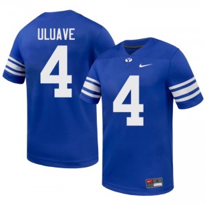 BYU Cougars Men Cade Uluave #4 Royal Football High School Premium Embroidered Jersey 59525723