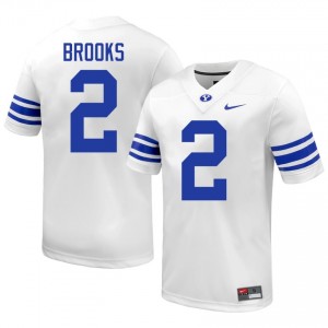 Chris Brooks #2 BYU Cougars NCAA Men White Football Stitched Authentic Jersey 90850921