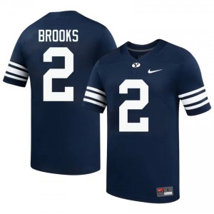 Official #2 Chris Brooks Navy BYU Men Player Football Pro-Grade Embroidered Jersey 31932593