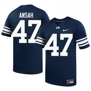 Official #47 Ezekiel Ansah Navy BYU Men NCAA Football Pro-Grade Embroidered Jersey 36172991