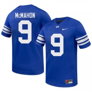 BYU Cougars Men Jim McMahon #9 Royal Football High School Premium Embroidered Jersey 88933429