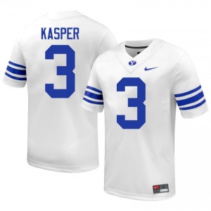 Kyler Kasper #3 BYU NCAA Men White Football Stitched Authentic Jersey 51354154
