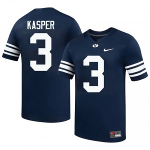 Official #3 Kyler Kasper Navy Cougars Men Player Football Pro-Grade Embroidered Jersey 62951774