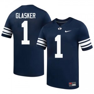 Official #1 Legend Glasker Navy BYU Men High School Football Pro-Grade Embroidered Jersey 52095877