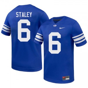 BYU Cougars Men Luke Staley #6 Royal Football Player Premium Embroidered Jersey 53342055