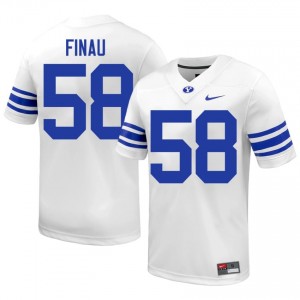Paki Finau #58 BYU Cougars High School Men White Football Stitched Authentic Jersey 58650434
