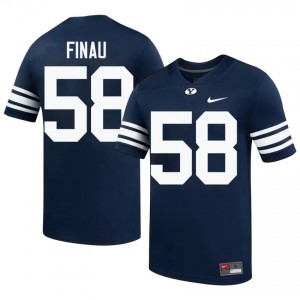 Official #58 Paki Finau Navy BYU Men College Football Pro-Grade Embroidered Jersey 93815953