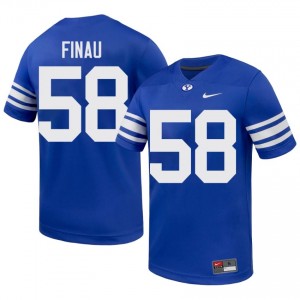 BYU Men Paki Finau #58 Royal Football Player Premium Embroidered Jersey 36325231