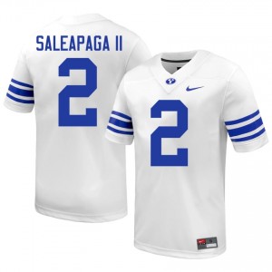Roger Saleapaga II #2 BYU NCAA Men White Football Stitched Authentic Jersey 75983182