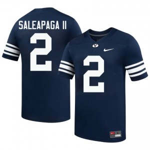 Official #2 Roger Saleapaga II Navy BYU Cougars Men Player Football Pro-Grade Embroidered Jersey 70244075