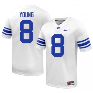 Steve Young #8 BYU College Men White Football Stitched Authentic Jersey 99435491