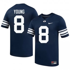 Official #8 Steve Young Navy Cougars Men NCAA Football Pro-Grade Embroidered Jersey 46576902