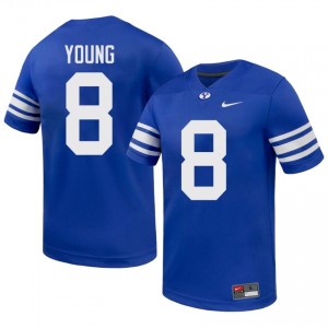BYU Cougars Men Steve Young #8 Royal Football High School Premium Embroidered Jersey 98580730