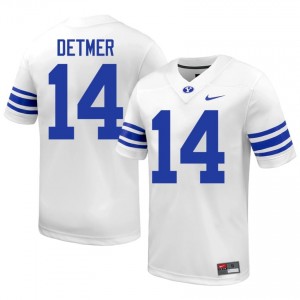 Ty Detmer #14 BYU High School Men White Football Stitched Authentic Jersey 37939820