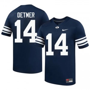 Official #14 Ty Detmer Navy BYU Cougars Men College Football Pro-Grade Embroidered Jersey 28071849