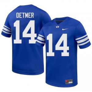 BYU Cougars Men Ty Detmer #14 Royal Football Player Premium Embroidered Jersey 79482695