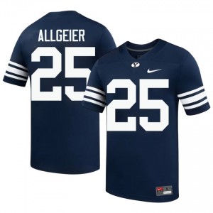 Official #25 Tyler Allgeier Navy BYU Men NCAA Football Pro-Grade Embroidered Jersey 79659622