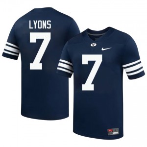 Official #7 Walker Lyons Navy BYU Cougars Men Player Football Pro-Grade Embroidered Jersey 67288322