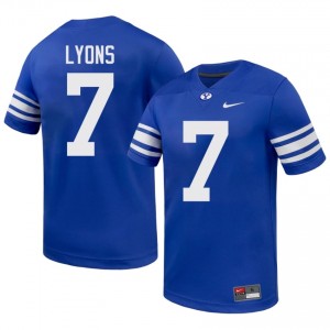BYU Men Walker Lyons #7 Royal Football College Premium Embroidered Jersey 41544423